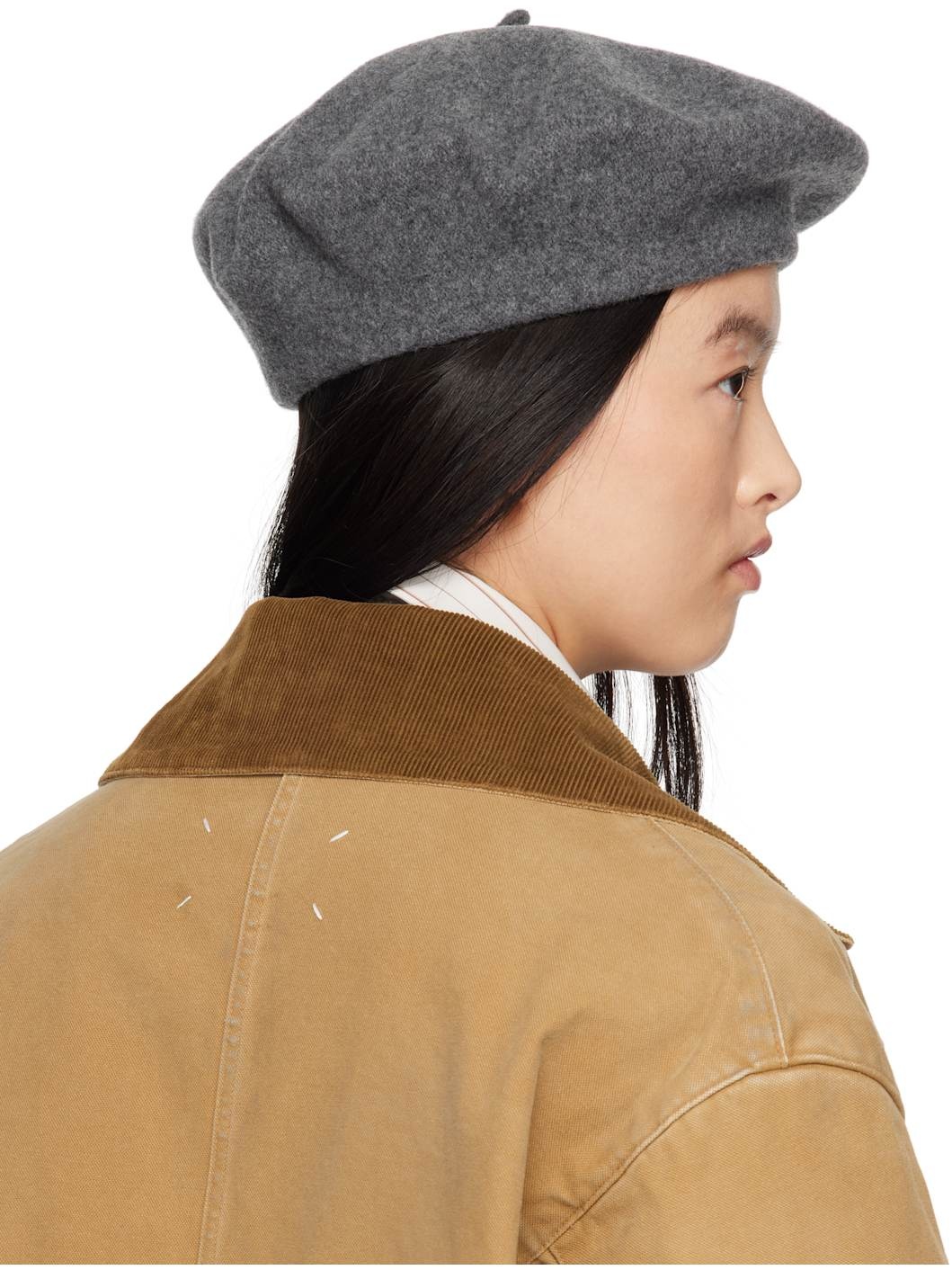 Gray Heavy Wool Beret - 3