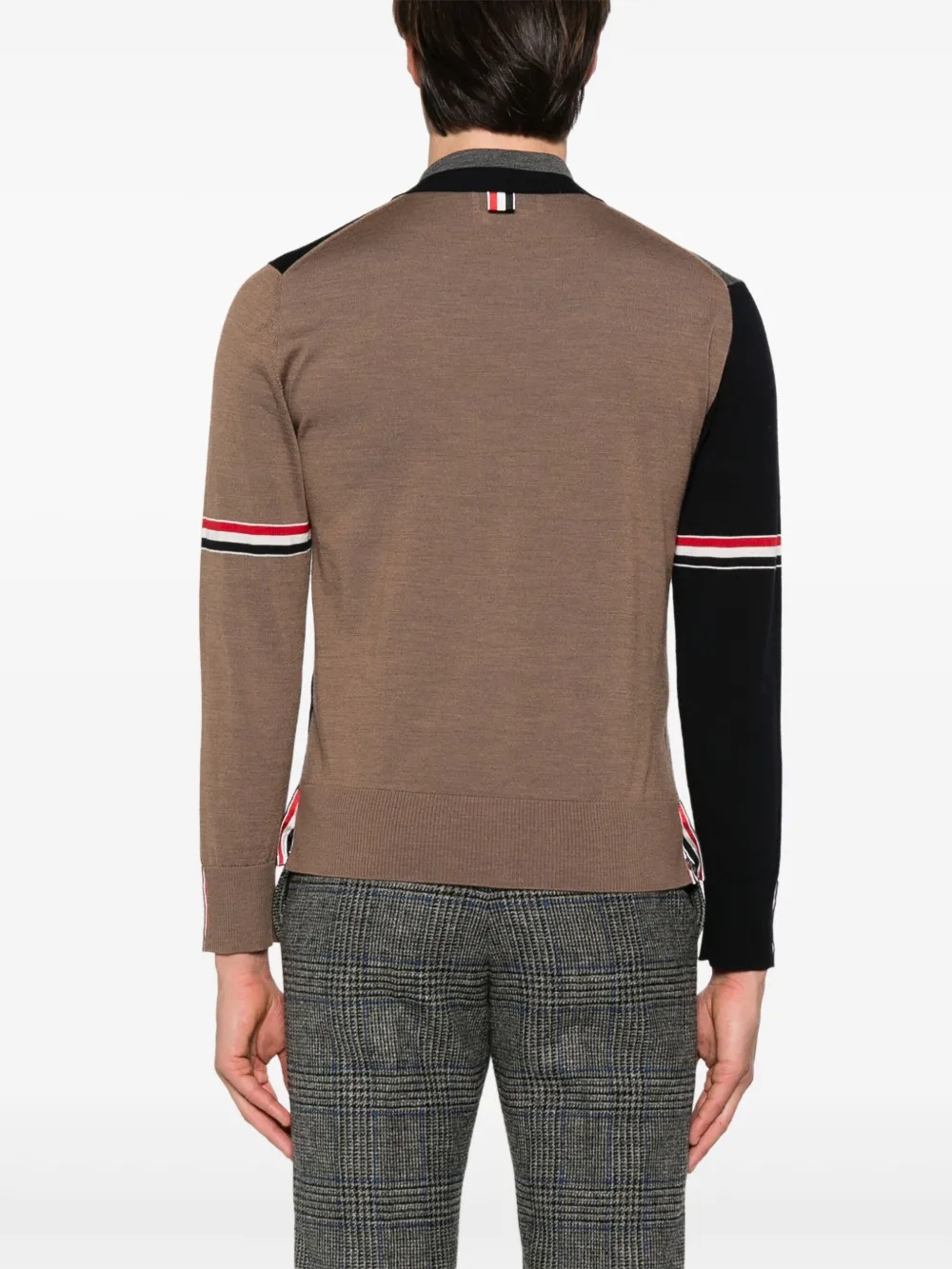 THOM BROWNE - Men Fun Mix Jersey Stitch Relaxed Fit V Neck Knitwear - 3