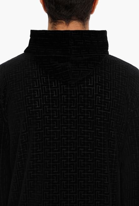 Black sweatshirt with embossed velvet Balmain monogram - 8