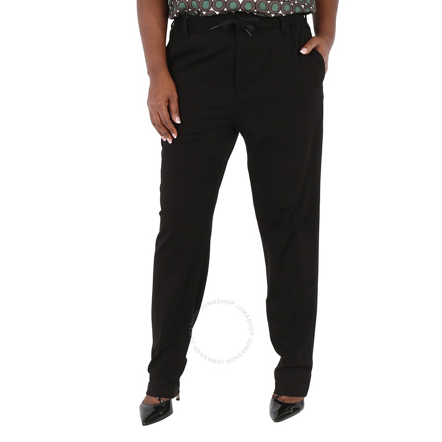 Emporio Armani Ladies Black Stretch Cotton Drawstring Trousers - 3