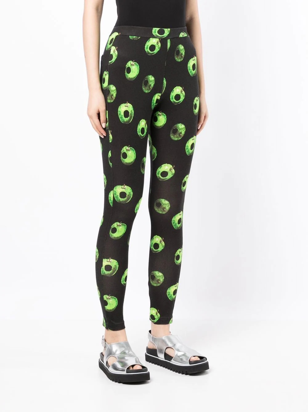 apple-print cotton leggings - 3