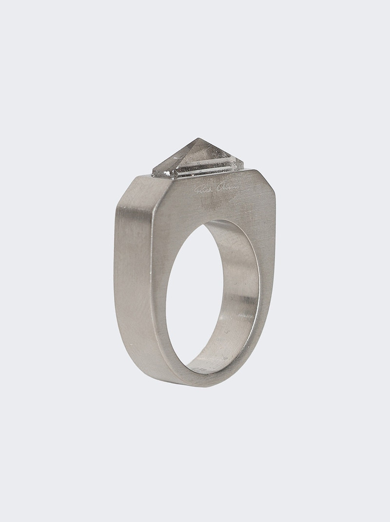 Rick Owens DRKSHDW Hollywood Pyramid Ring Palladium outlook