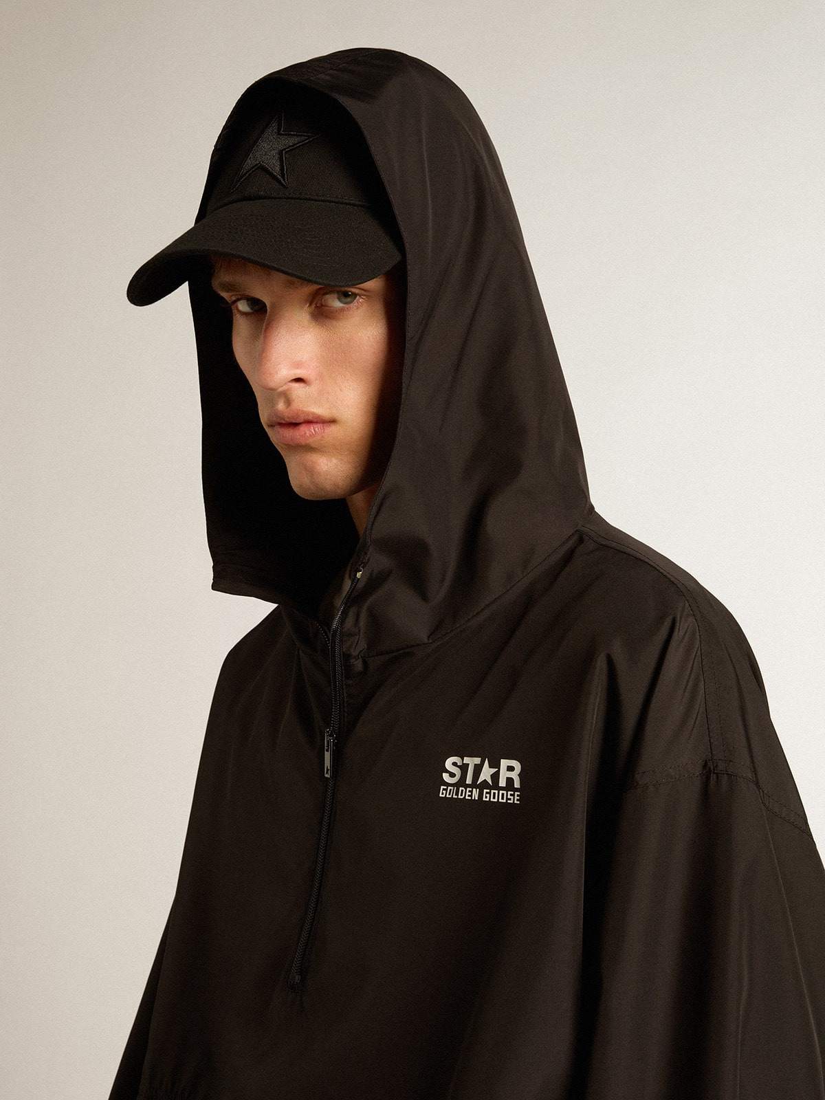 Black windbreaker with hood - 3