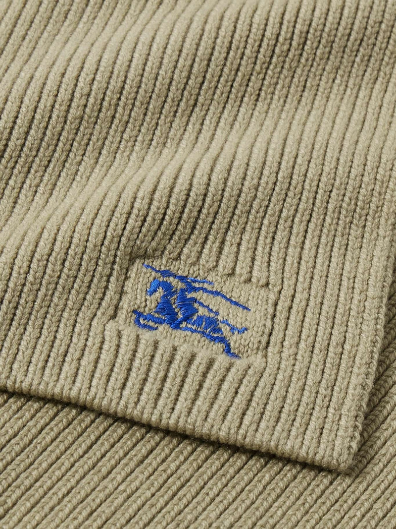 Logo-embroidered ribbed cashmere scarf 3