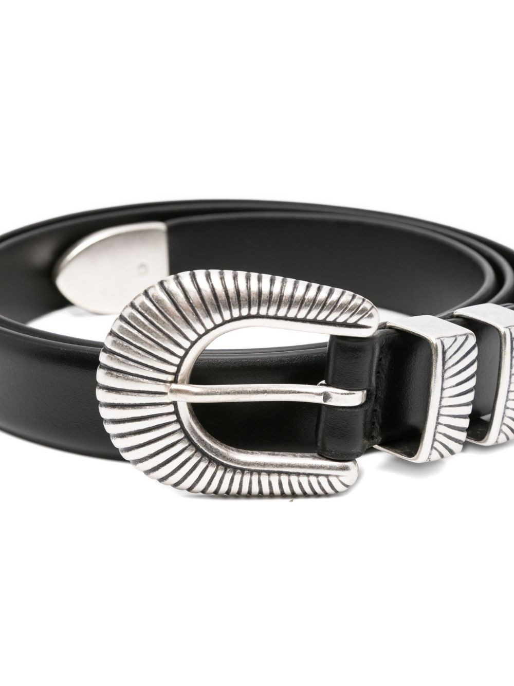 leather shell-buckle belt - 3