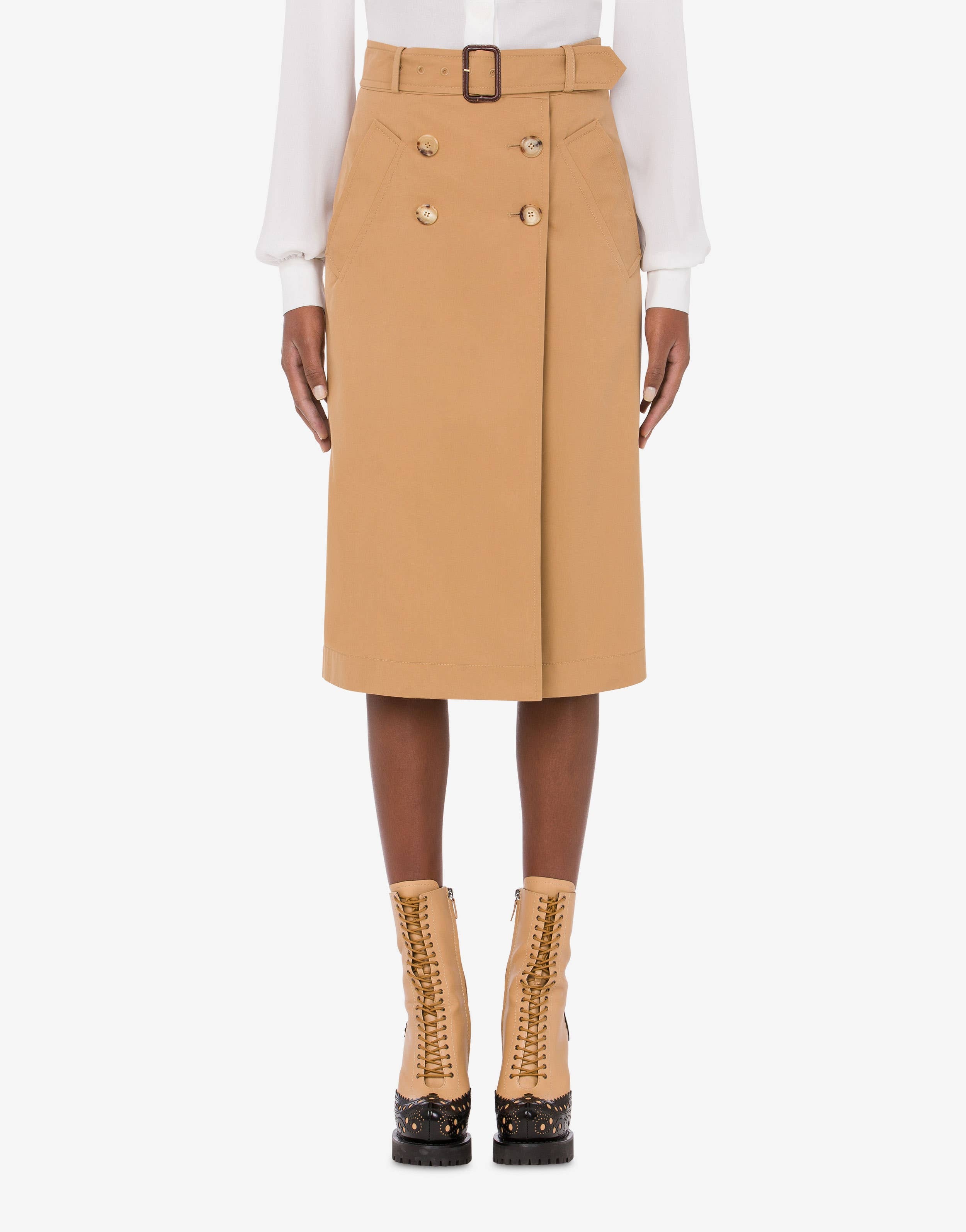 GABARDINE BELTED SKIRT - 2