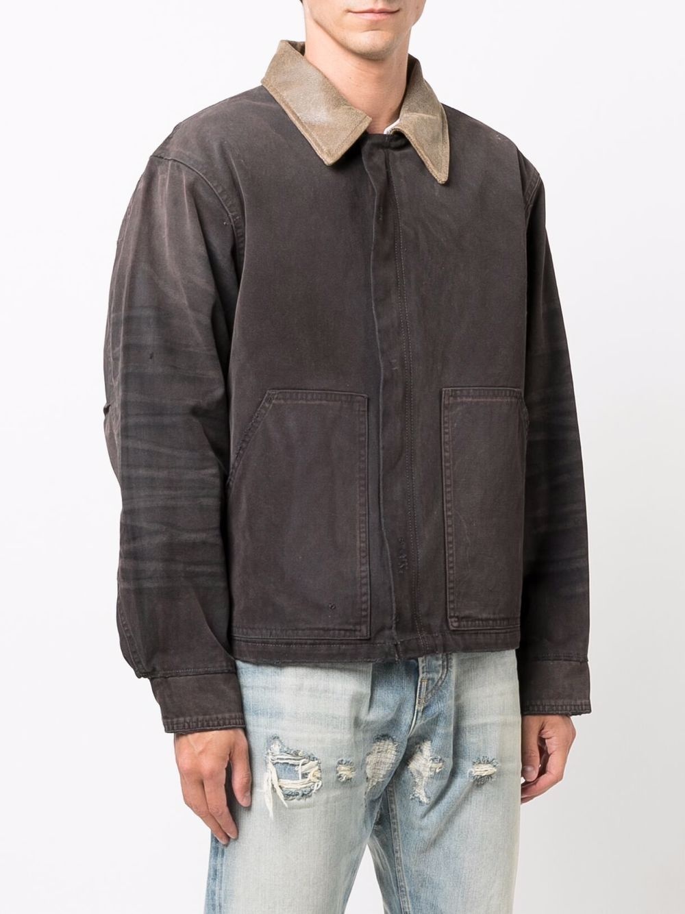 distressed-finish denim jacket - 3