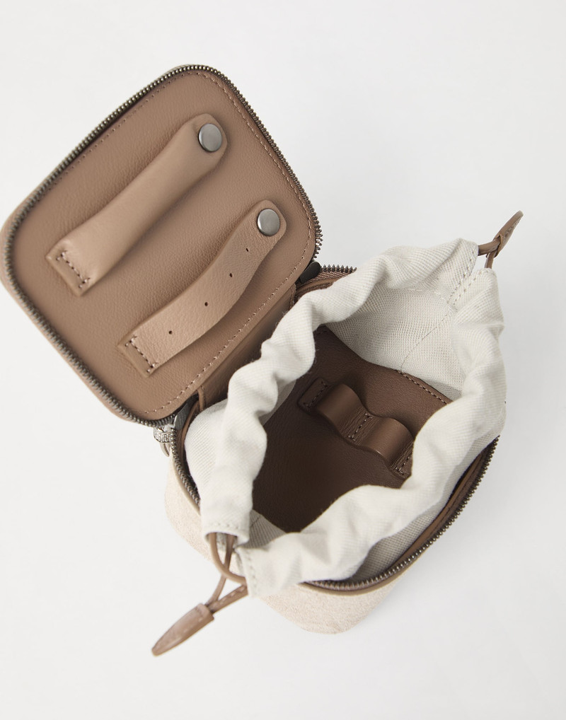 Suede small jewelry box with shiny zipper pull 4