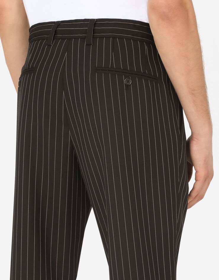 Pinstripe wool jogging pants - 4