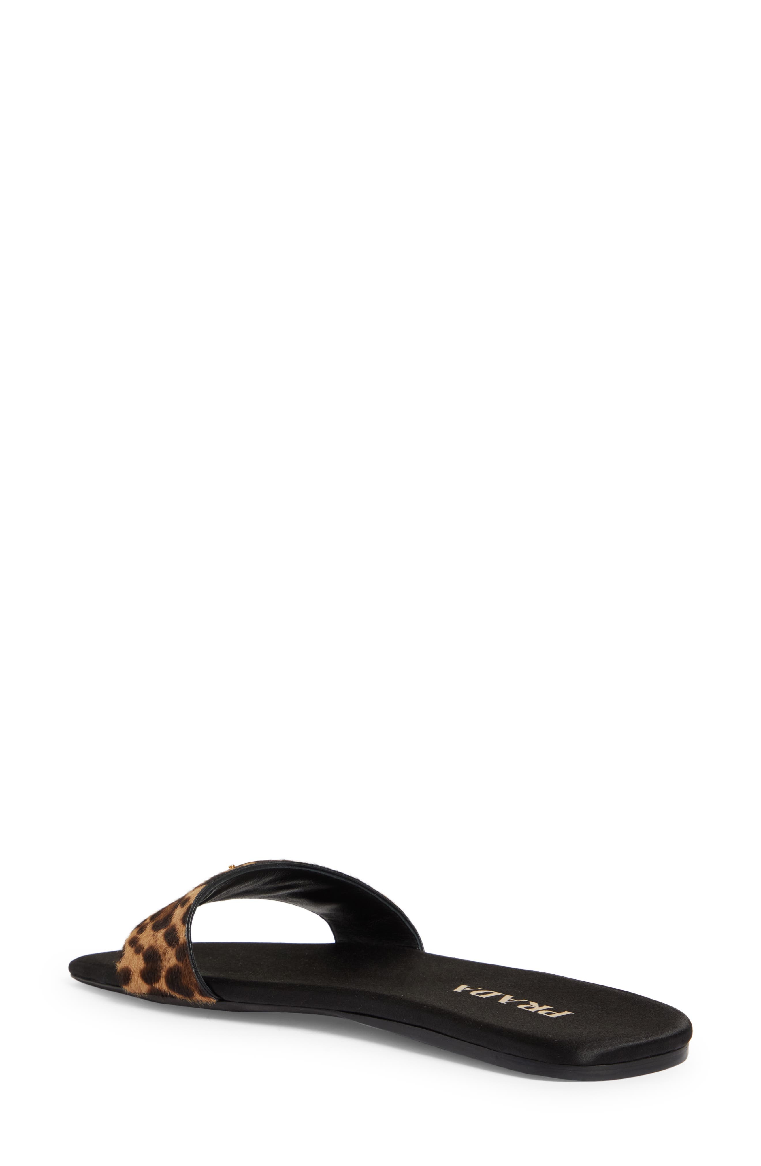 Prada Animal Print Genuine Calf Hair Slide Sandal in Miele Calf Hair Print at Nordstrom - 2