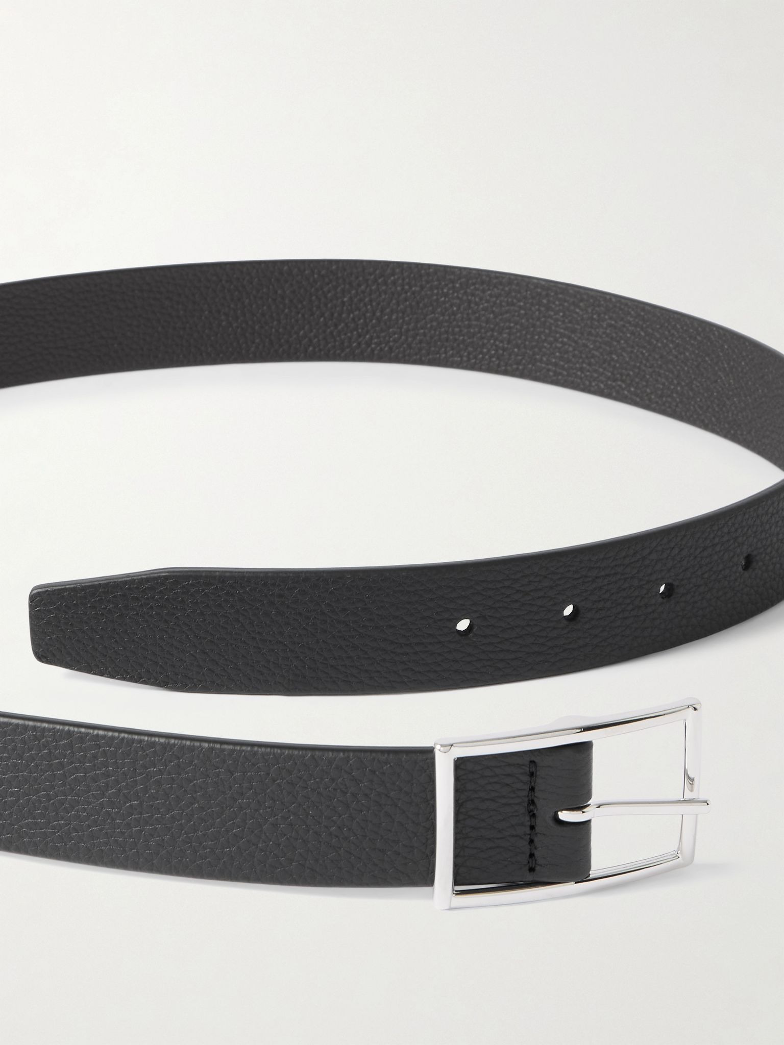 3cm Full-Grain Leather Belt Black - 2
