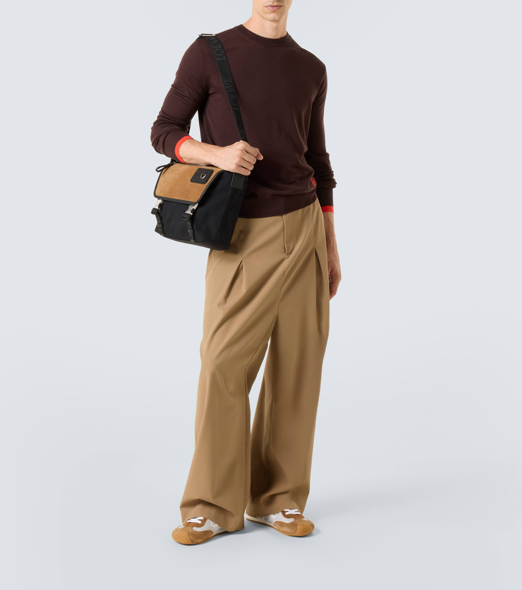Flex Medium canvas and suede messenger bag - 7