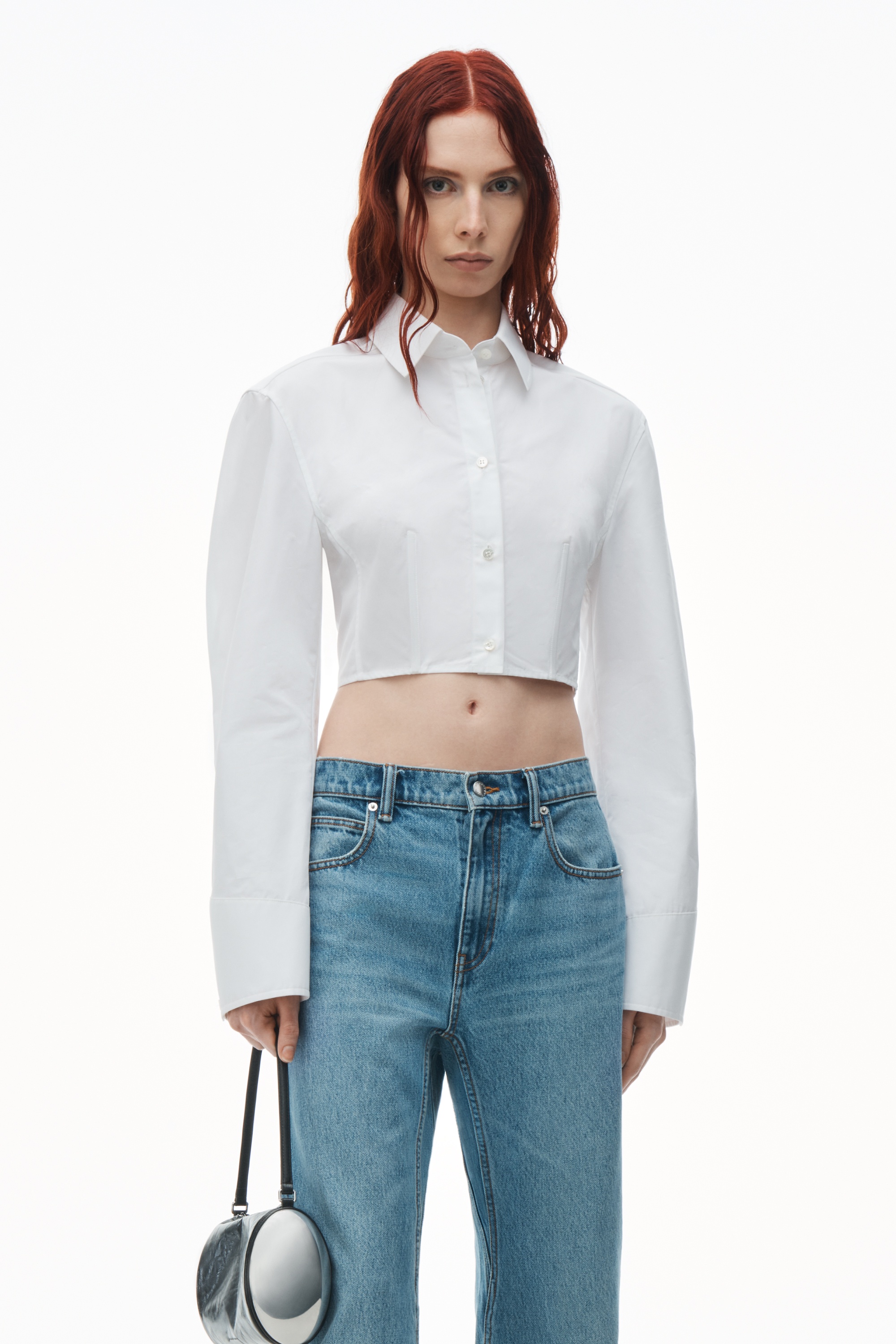 Cropped Structured Shirt in Organic Cotton - 2