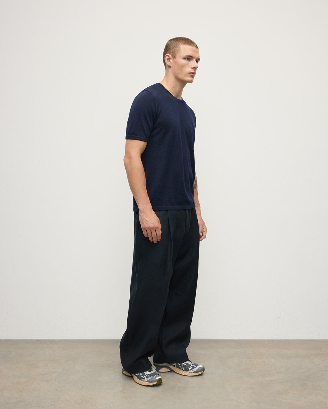 Navy Superfine Cashmere T-Shirt - 3