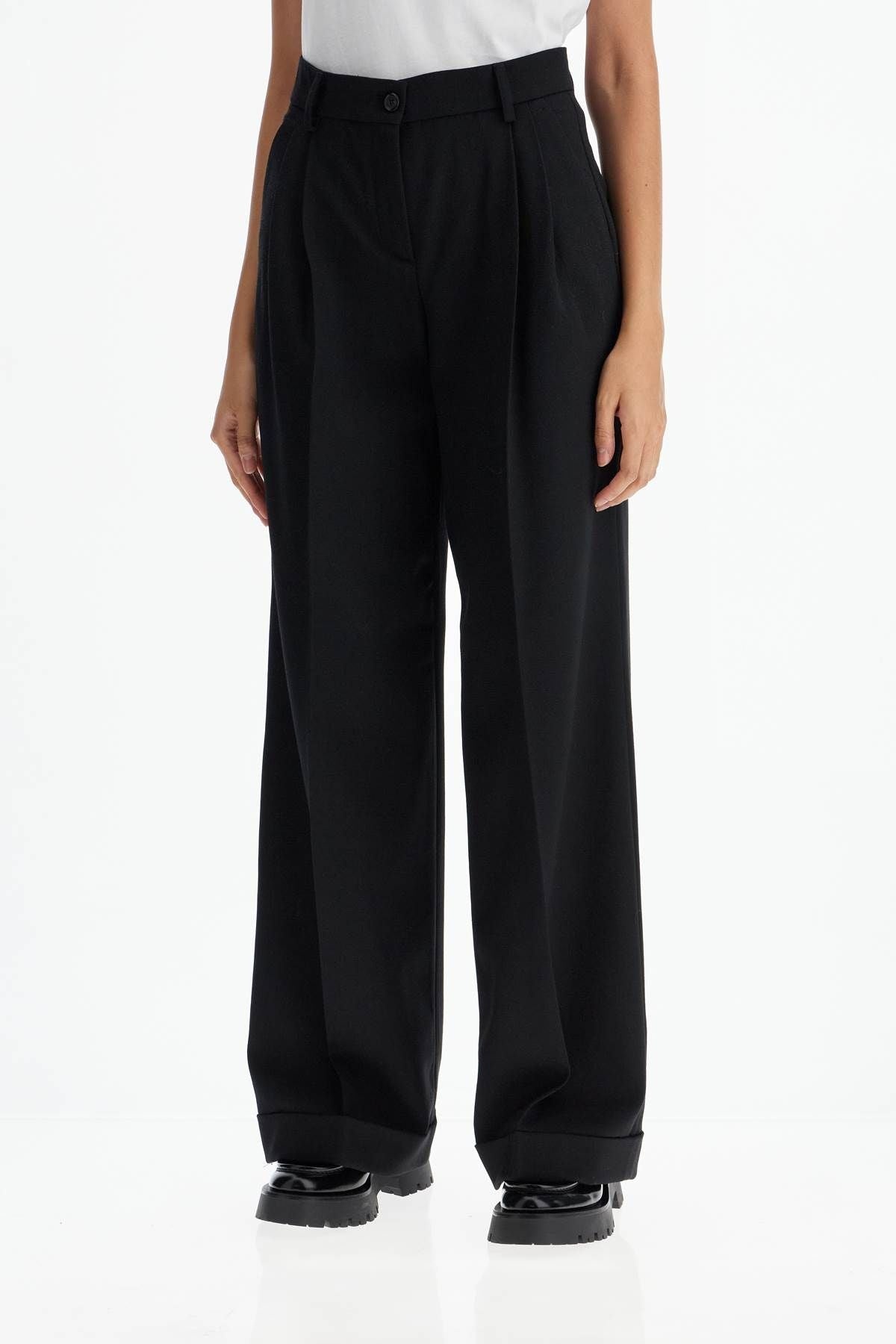 TWILL WIDE-LEG TROUSERS IN PAL - 5