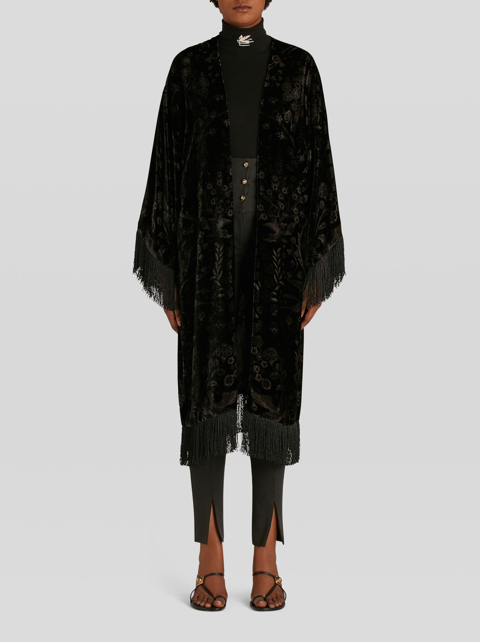 FRINGED VELVET PONCHO - 3