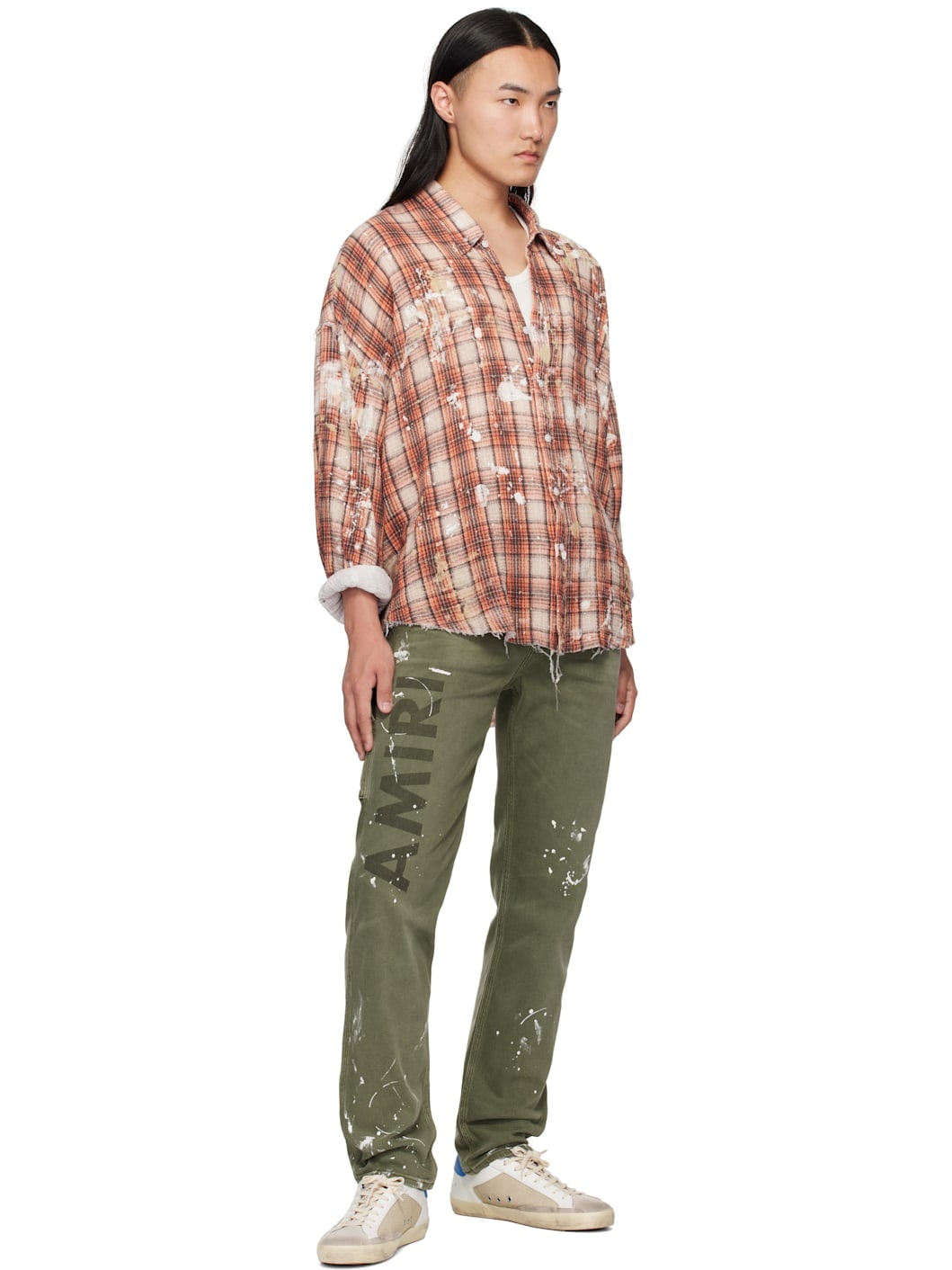 Khaki Army Logo Painted Slim Workman Jeans - 4