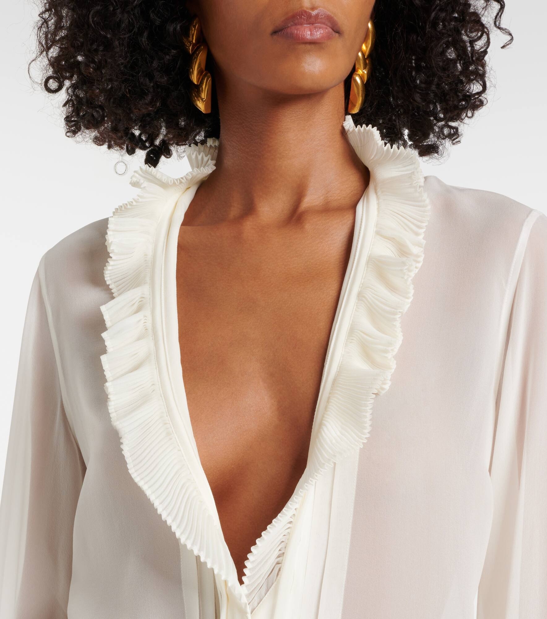 Ruffled silk blouse - 4