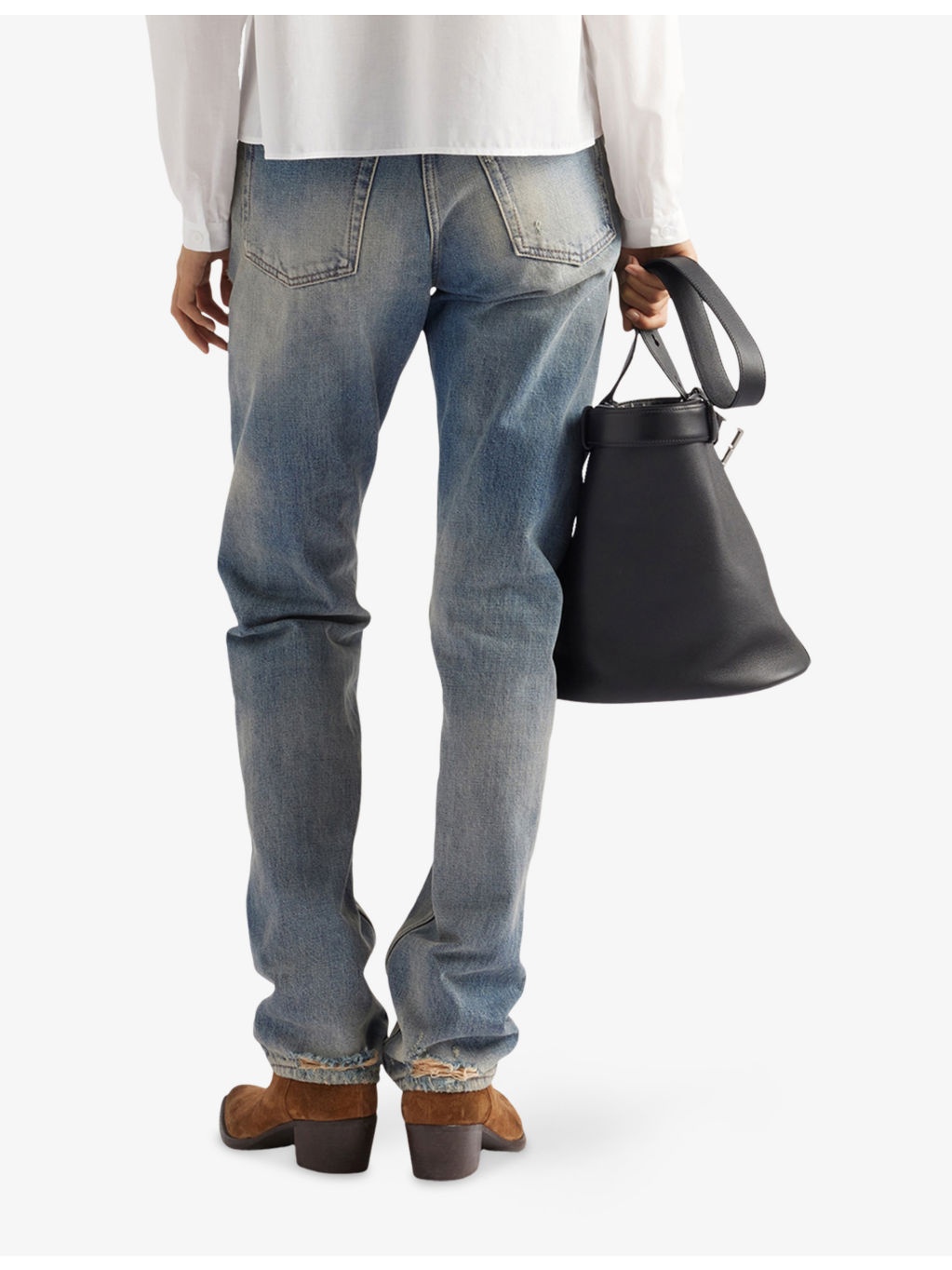 Vintage-Wash Tapered Denim Jeans - 4