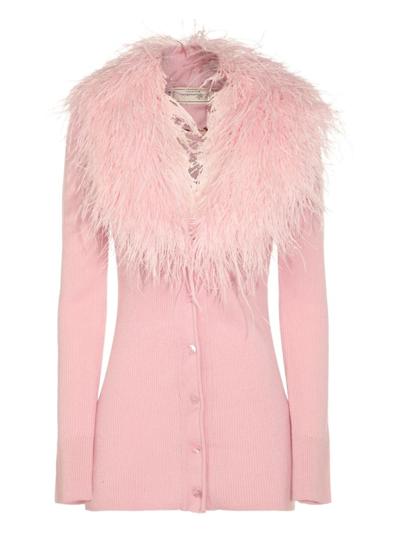 feather-trimmed cardigan 1