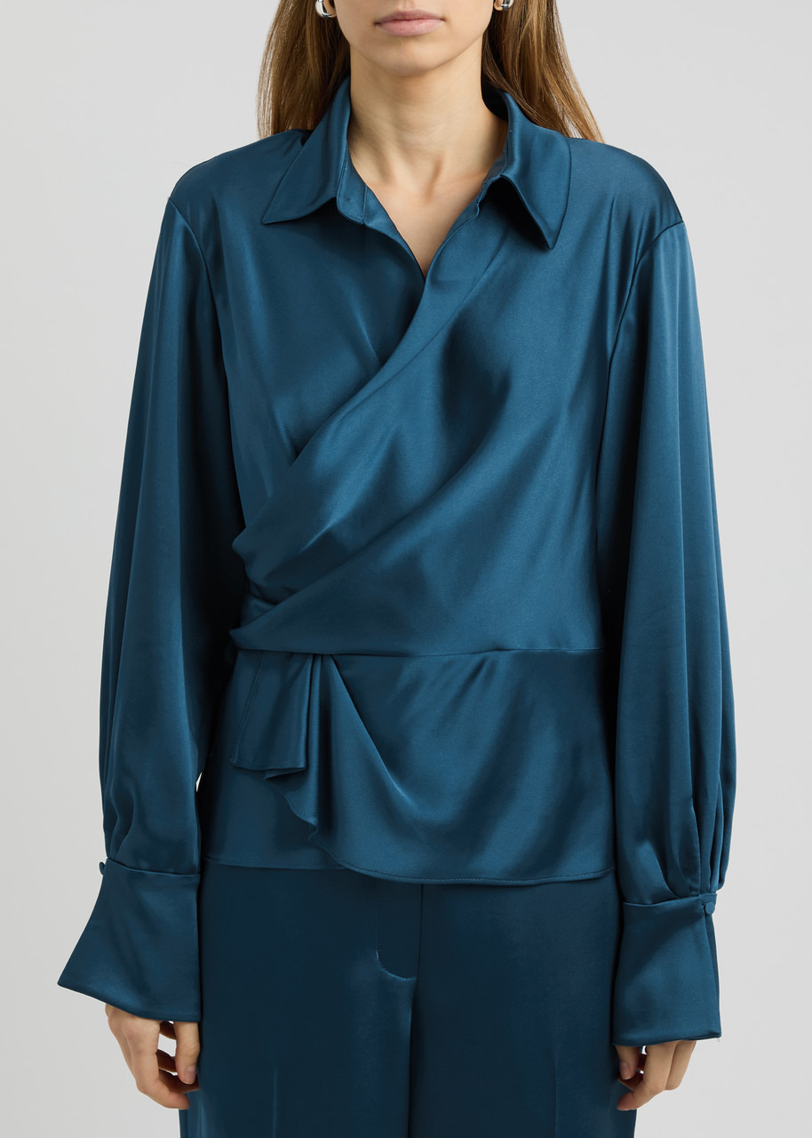 Simkhai Valya Wrap-effect Satin Blouse - 2