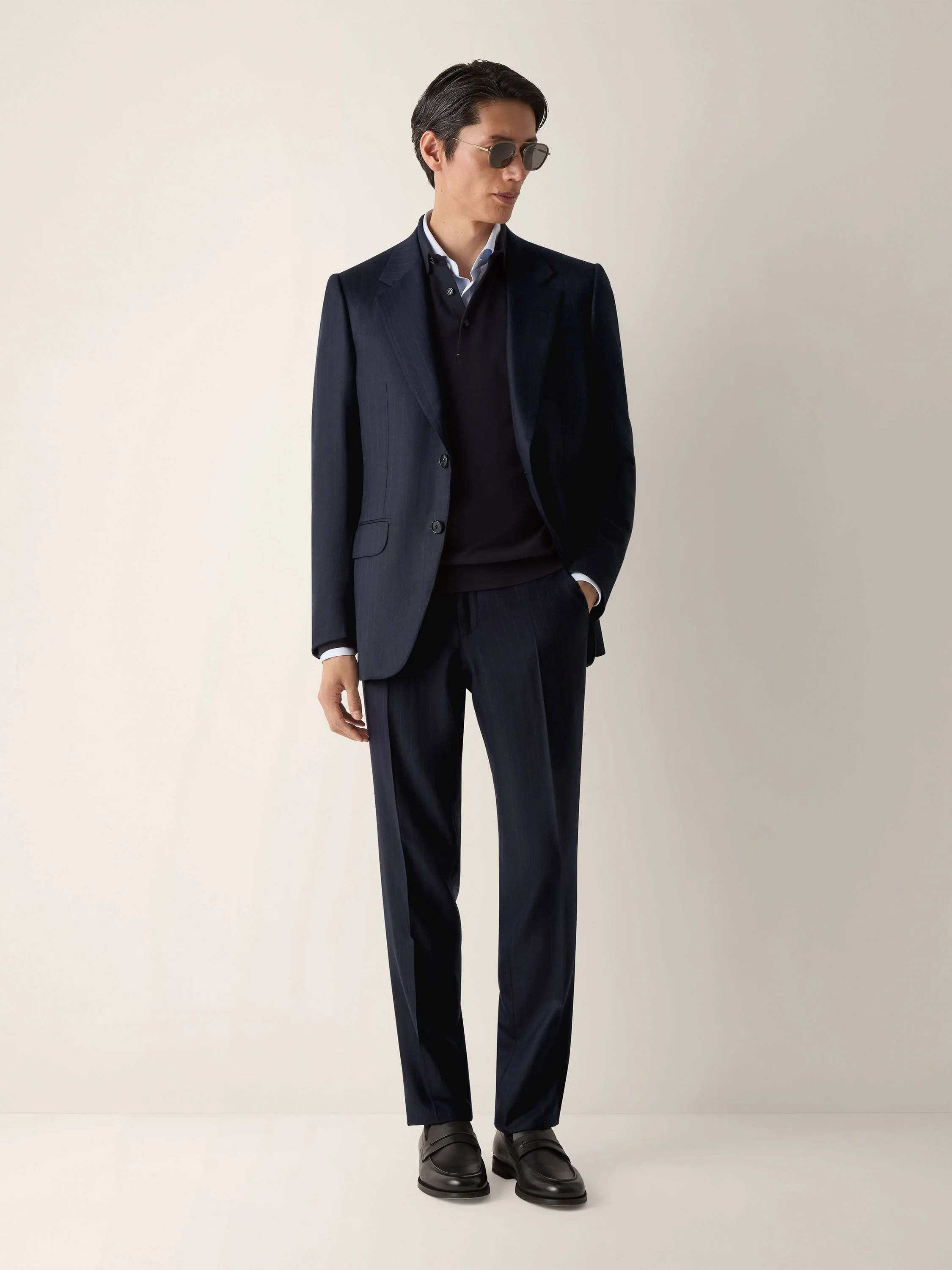 NAVY BLUE WOOL SUIT - 1