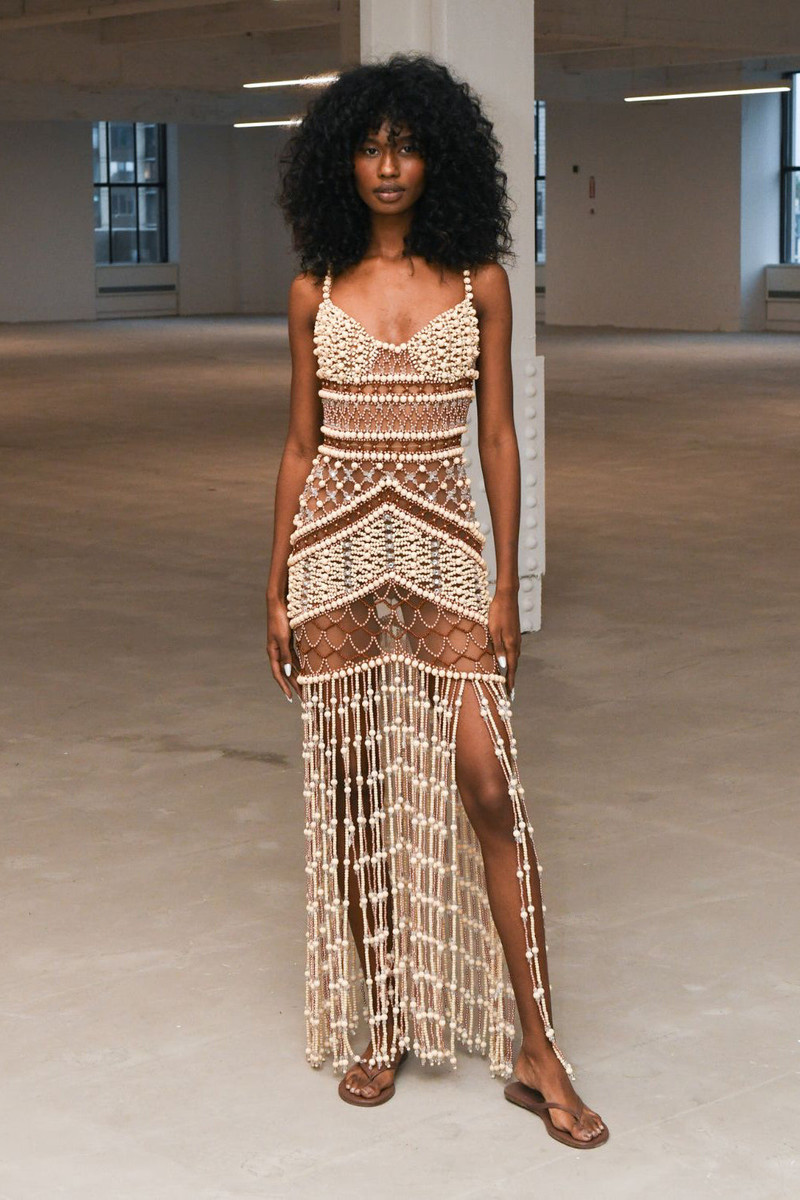 Wood and Crystal Beaded Gown 5