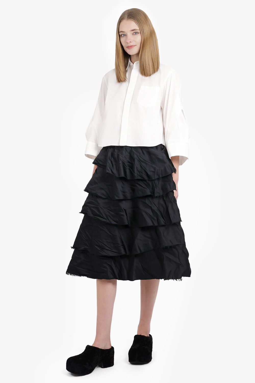 CROP SHIRT WITH BALLOON SLEEVE DETAIL | OFF WHITE - 2