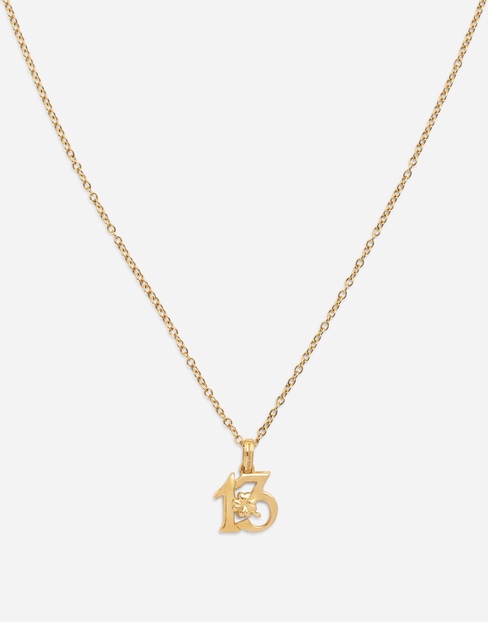 Good luck number 13 pendant on yellow gold chain - 3