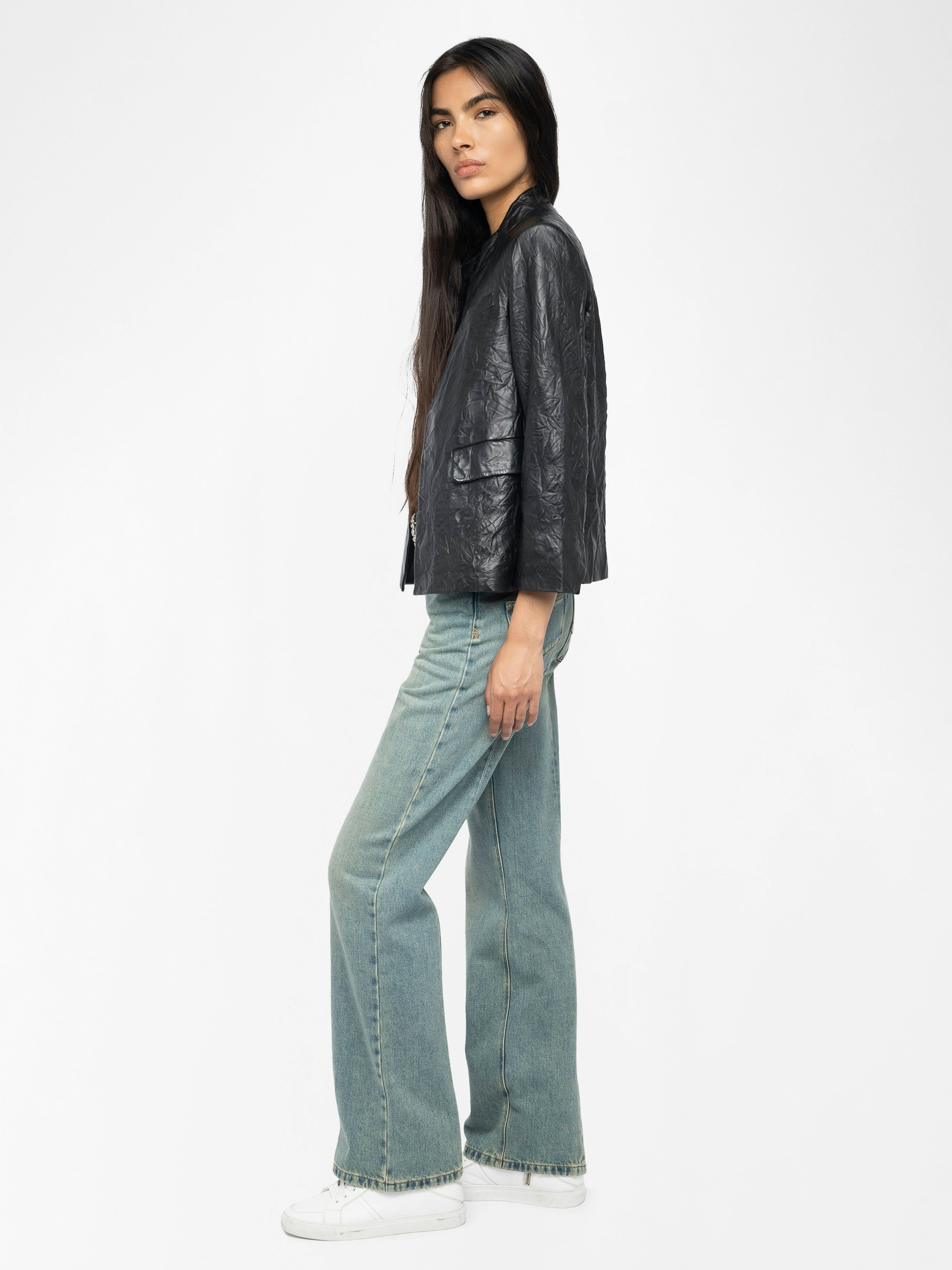 Veryn Crinkled Leather Blazer - 6