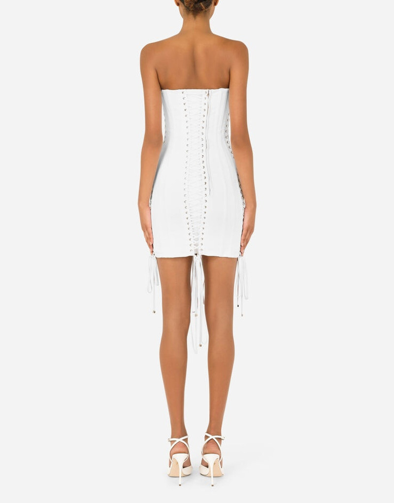 Short gabardine dress with lacing 3
