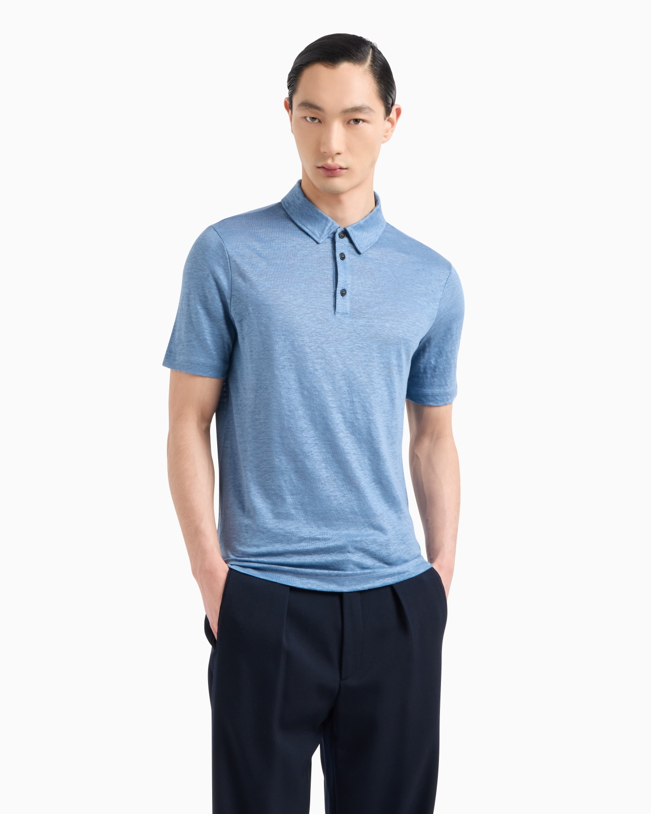 SHORT-SLEEVED POLO SHIRT IN PURE LINEN JERSEY - 4