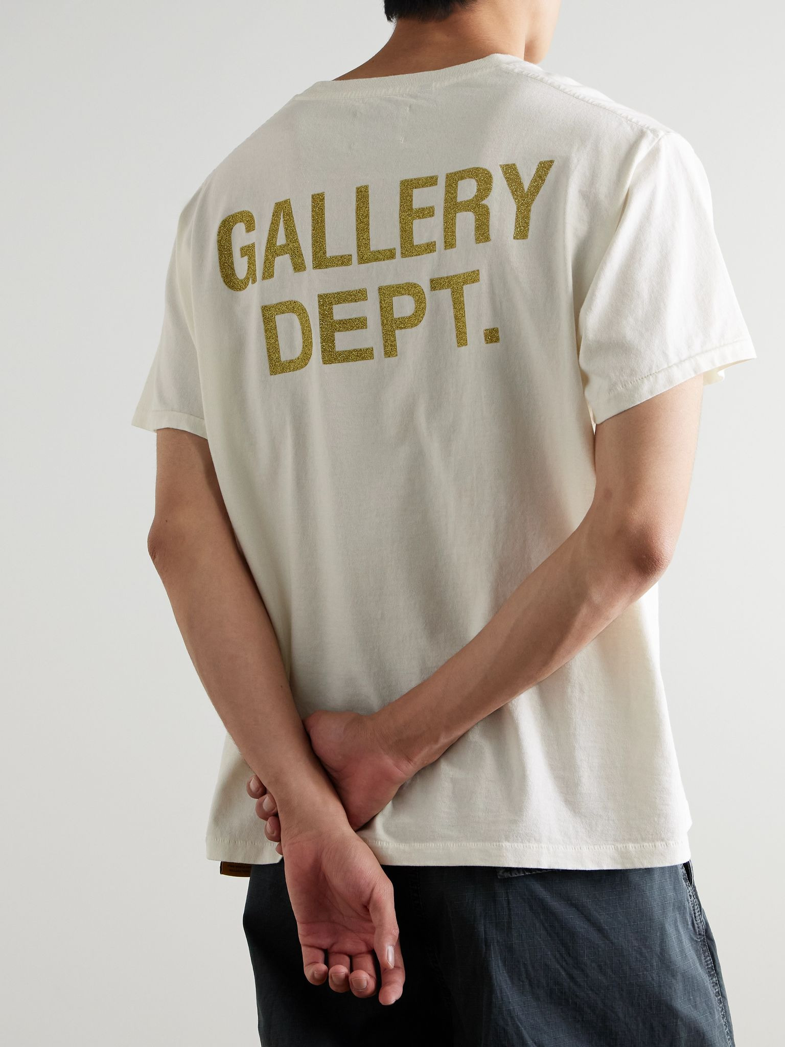 Rally Glittered Logo-Print Cotton-Jersey T-Shirt Off-white - 3