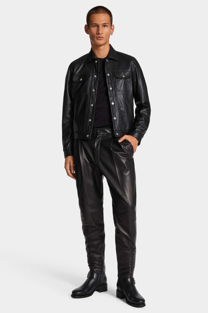 LEATHER BOXY JEAN JACKET - 5