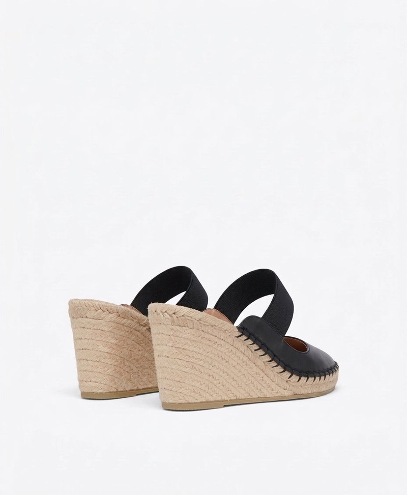 Siena 70 Black Leather Wedge Mules 3