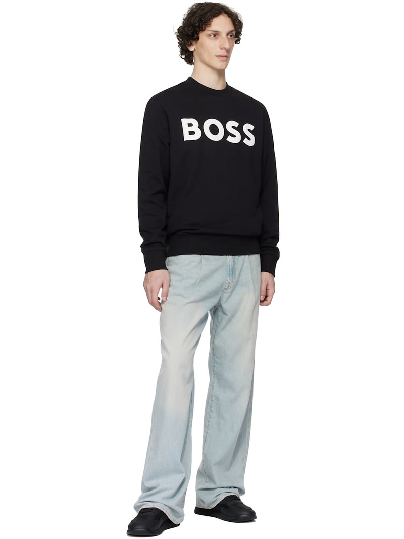 BOSS Black Faux-Leather & Mesh Sneakers outlook