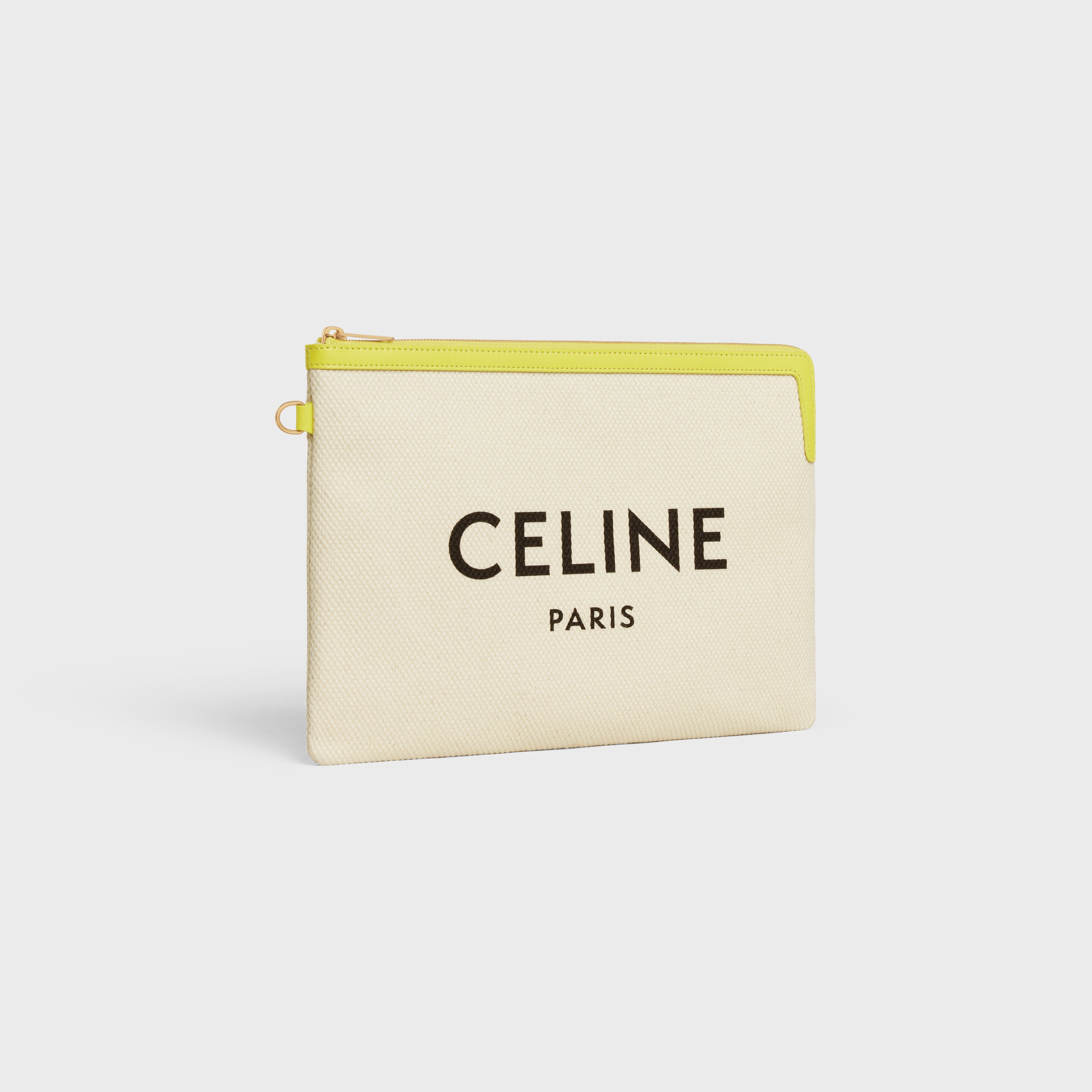 Small Pouch with strap in TEXTILE WITH CELINE PRINT AND CALFSKIN - 2