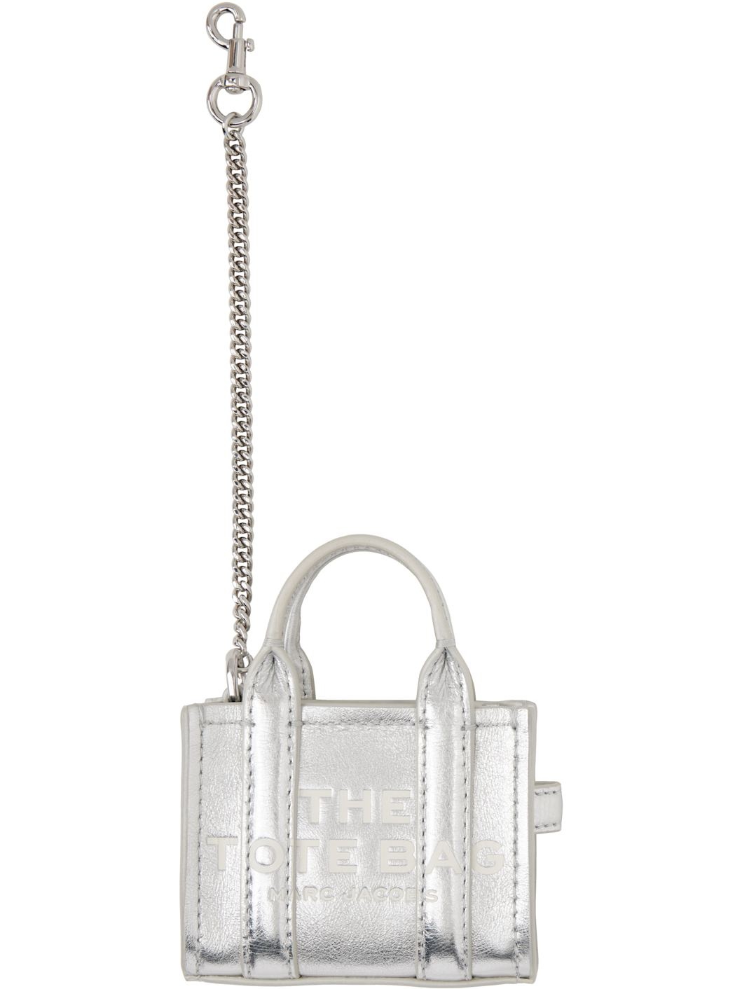 Silver 'The Metallic Leather Nano Tote Charm' Keychain - 1