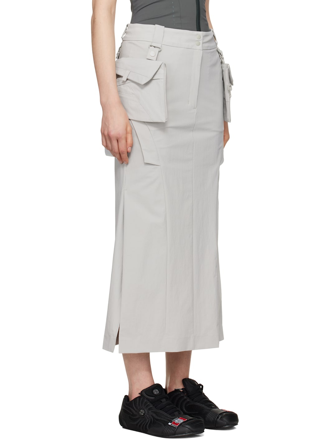 Gray Cargo Midi Skirt & Top Set - 2