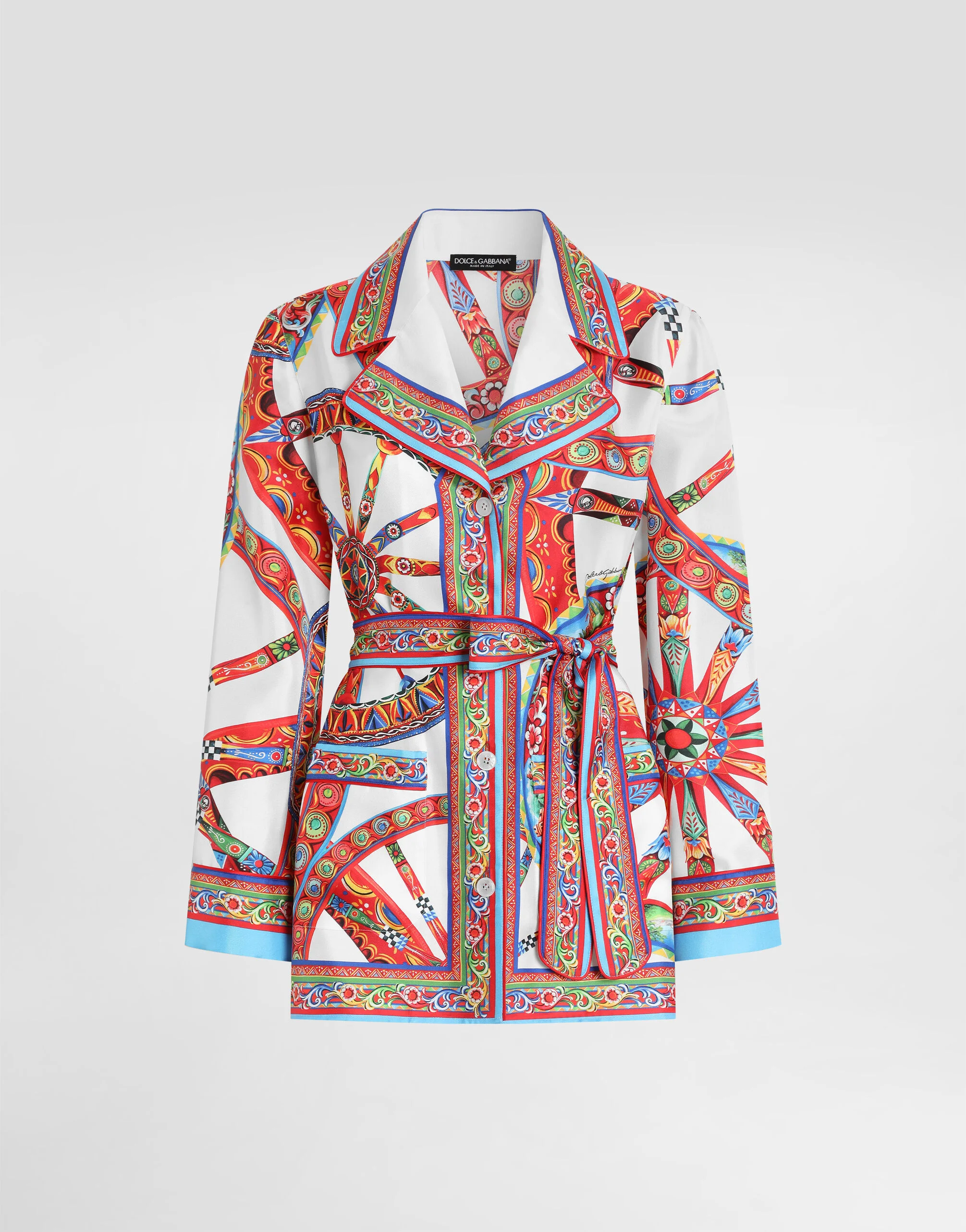 Carretto-print silk twill vanity shirt - 1
