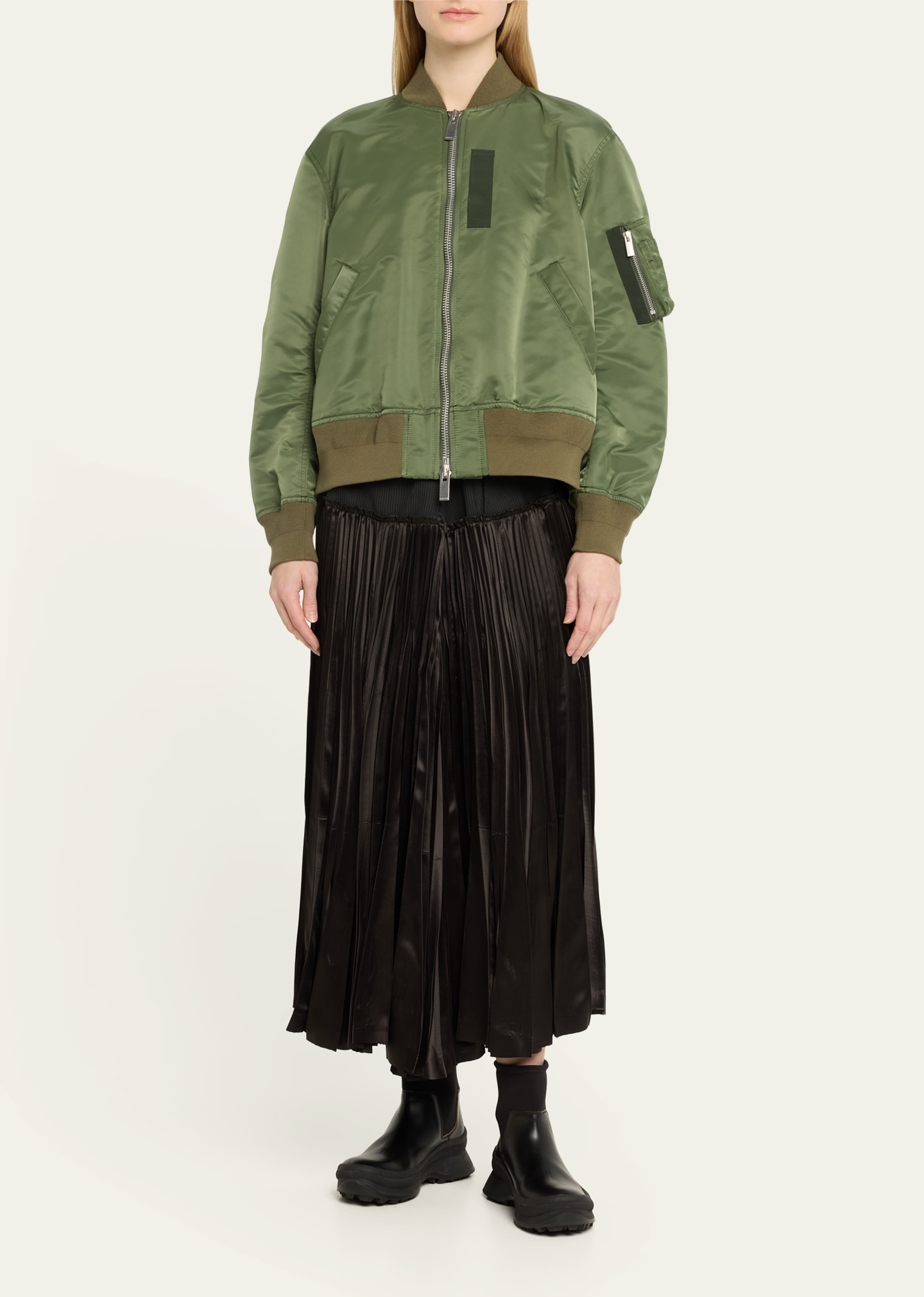 ブルゾン Sacai Green Polyamide Down Jacket sacai Nylon Bomber Jacket | bergdorfgoodman | REVERSIBLE