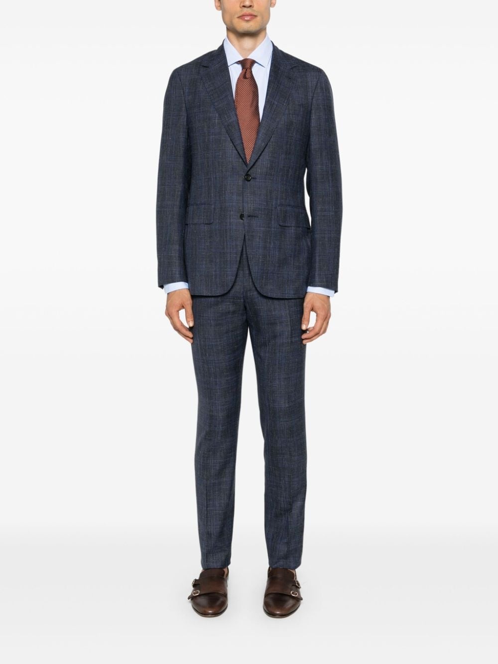 check-pattern single-breasted suit - 2