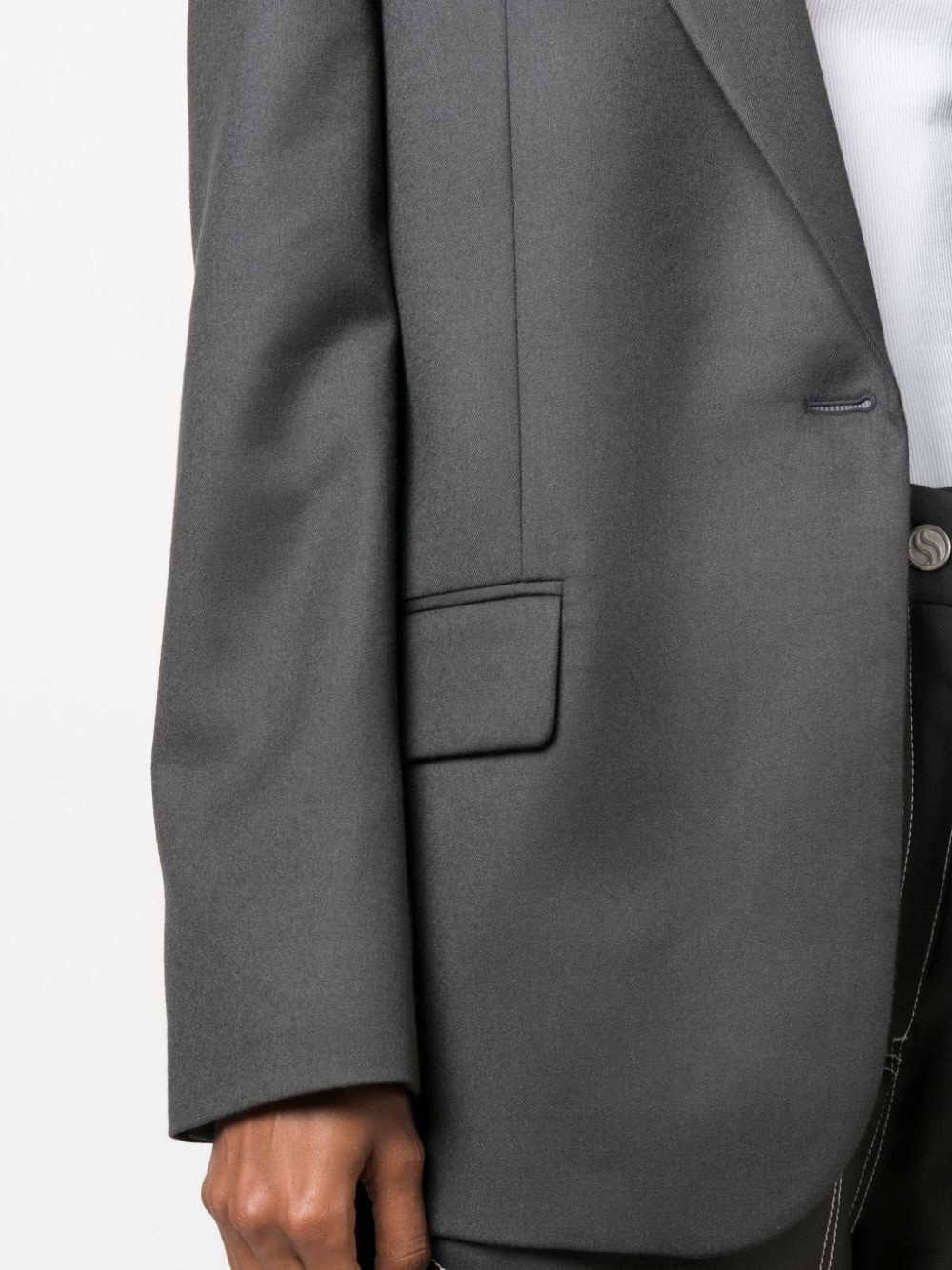 flannel single-breasted blazer - 5