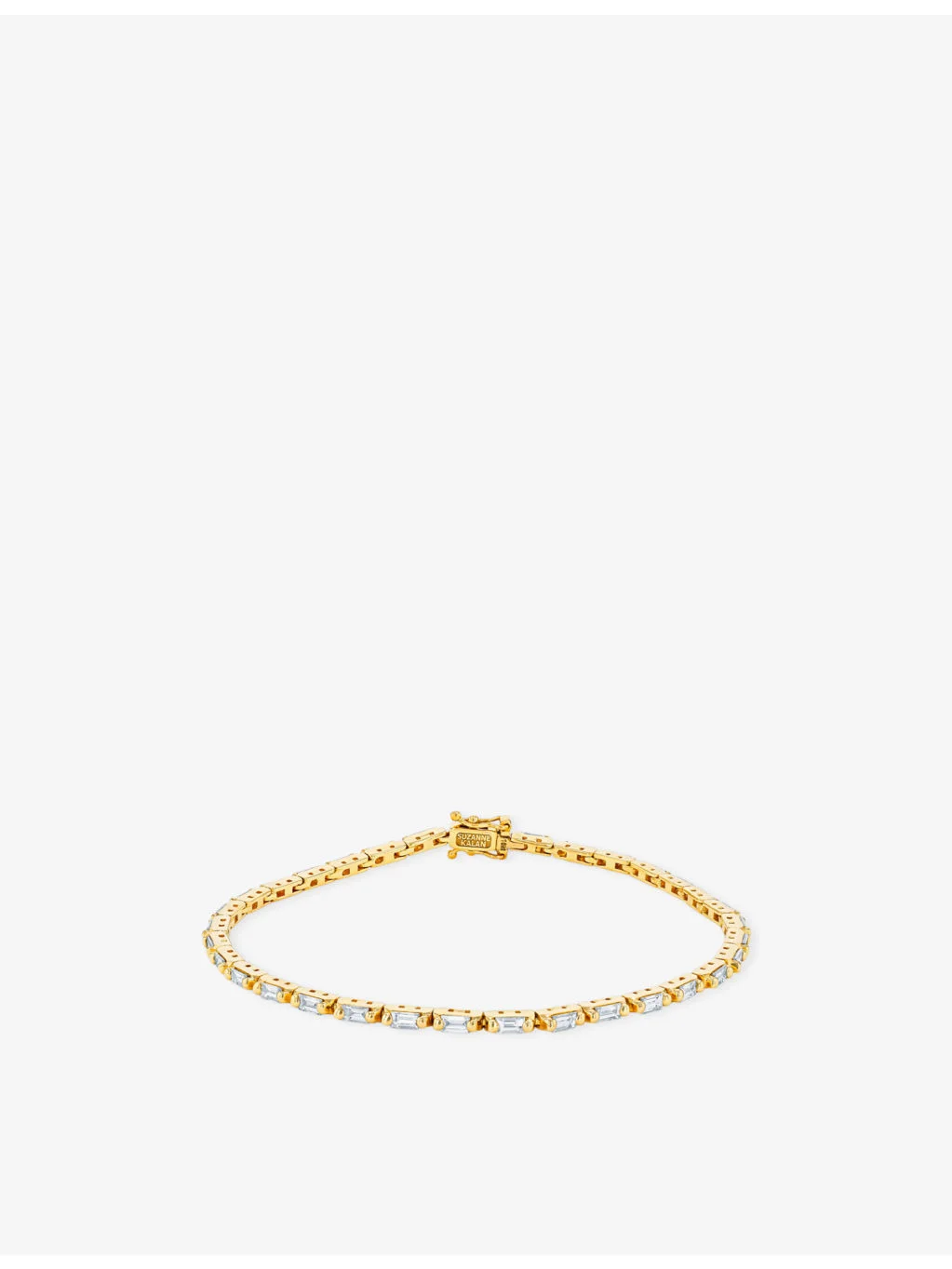 Linear 18ct yellow-gold and 1.75ct baguette-cut diamond tennis bracelet - 1