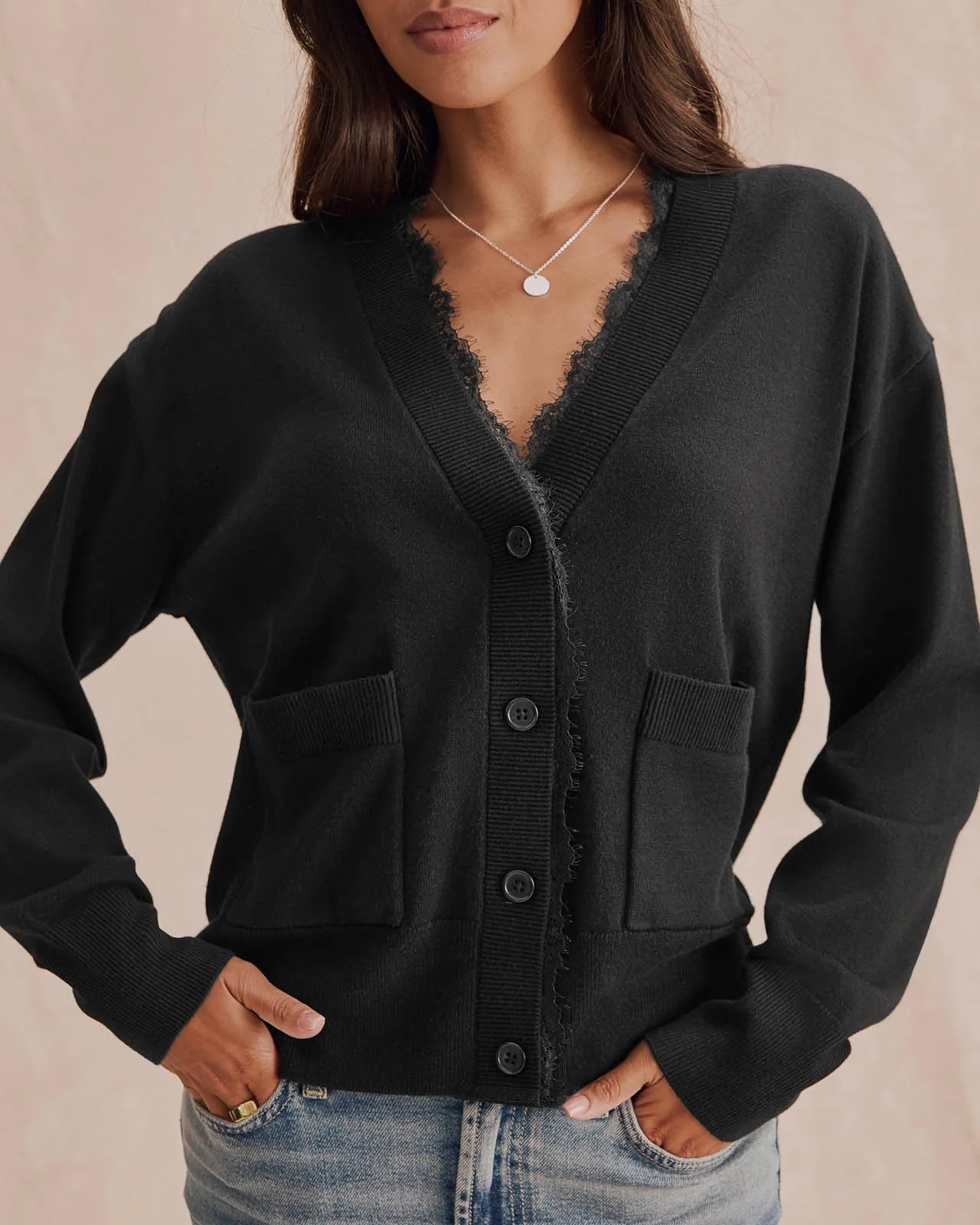 Georgie Lace Trim Cardi - 1