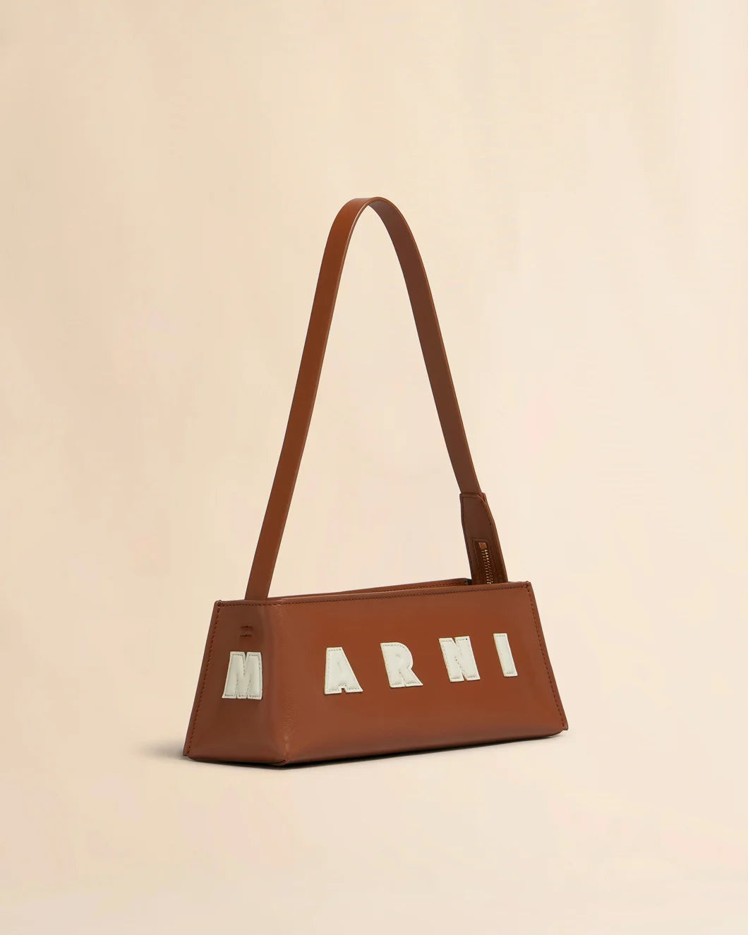 BROWN LEATHER MUSEO BAGUETTE BAG - 3