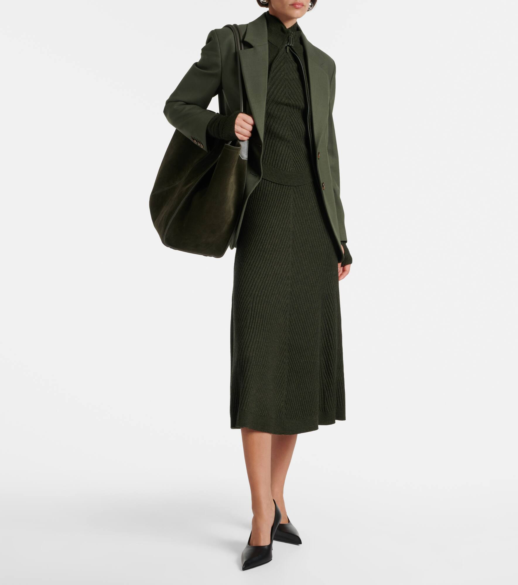 Ribbed-knit wool midi skirt - 2