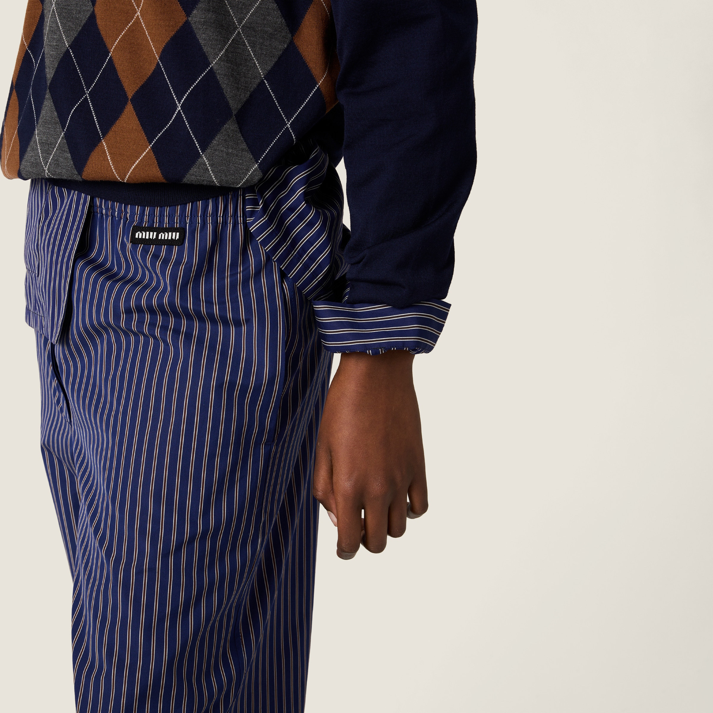 Jacquard stripe poplin pajama pants - 5