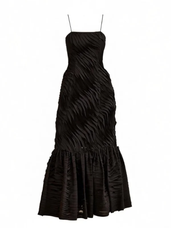 Augustina Cami Long Trumpet Dress in Noir - 1