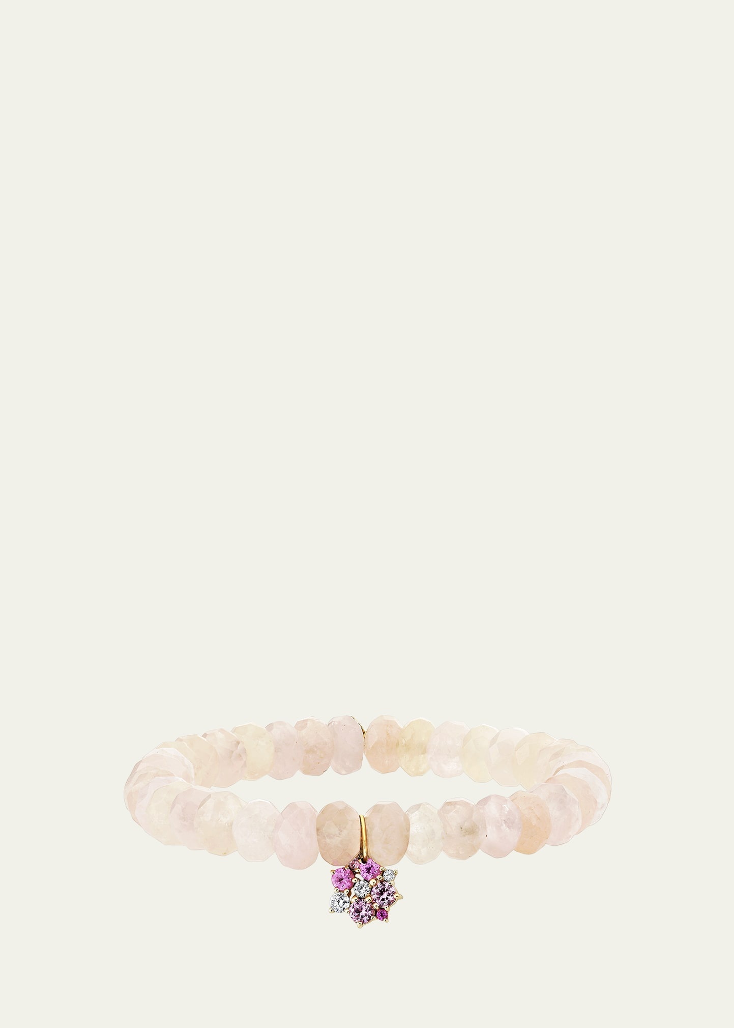 14k Morganite Beaded Bracelet with Disc Charm - 1